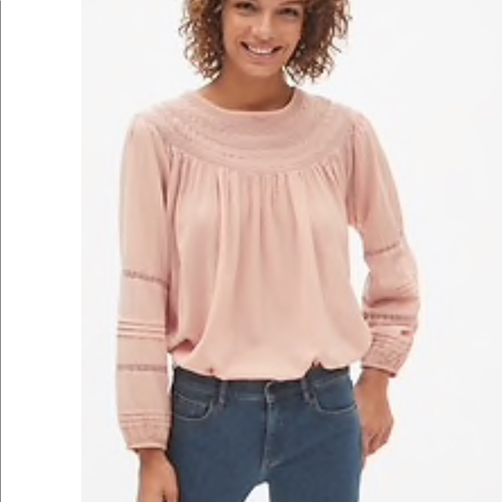 Smocked Lace-Trim Peasant Blouse